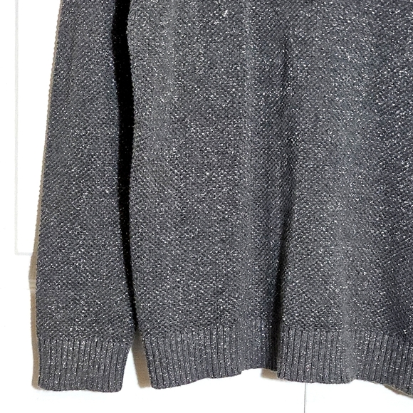 Charter Club Women Sweater Grey Silver Sweater Metallic Neutral Winter Office XL - Picture 3 of 6